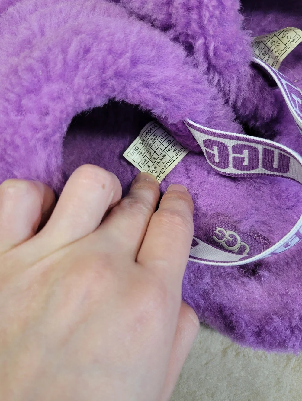 Ugg Purple Sheepskin Fur Fluff Yeah Slingback Sandals Women’s Size 8 Pre-Owned - Picture 6 of 7